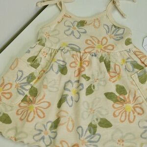Charming Floral Kids Dress in Cream and Green
